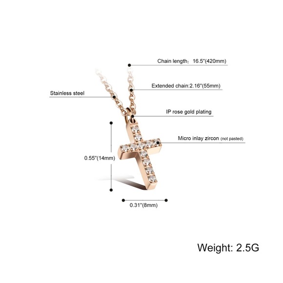 Women Cross Pendant Stainless Steel Necklace - Picture 3 of 3